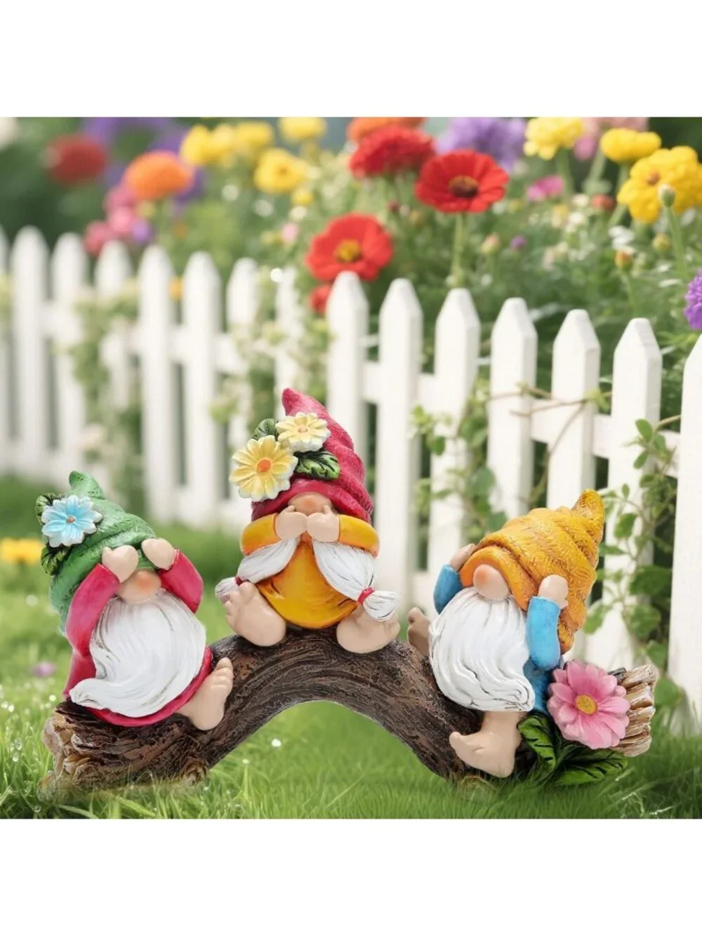 Spring Hear-No, See-No, Speak-No Gnomes Figurines - Outdoor Garden Decor & Gifts